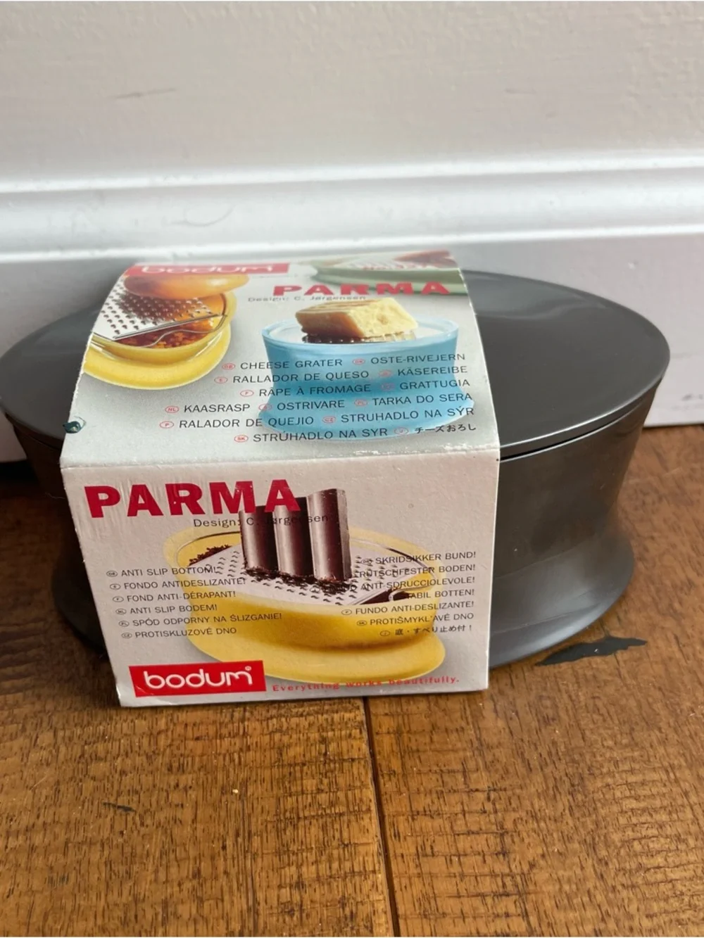 Bodum Parma Plastic Cheese Grater Box Lid Zester Danish design Jorgensen NEW